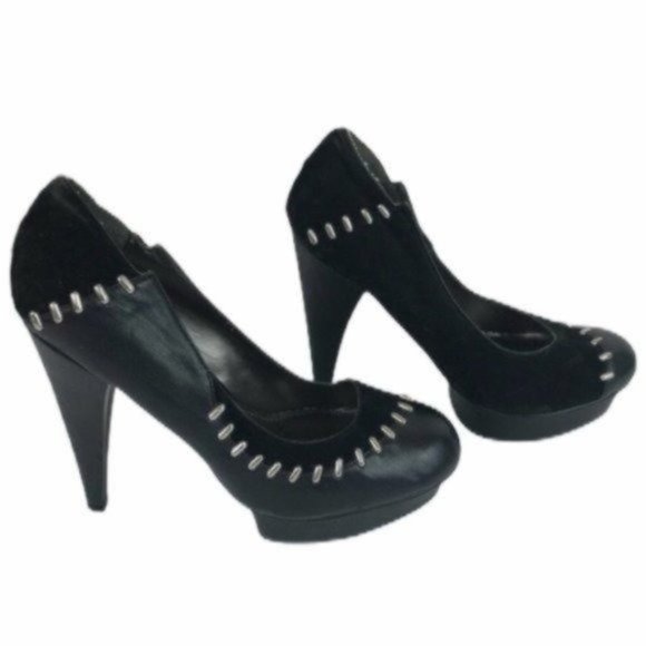Jomax Womens ADALA Studded Platform Heels Size 9 Black Silver Vegan Leather NWOB - Picture 1 of 8
